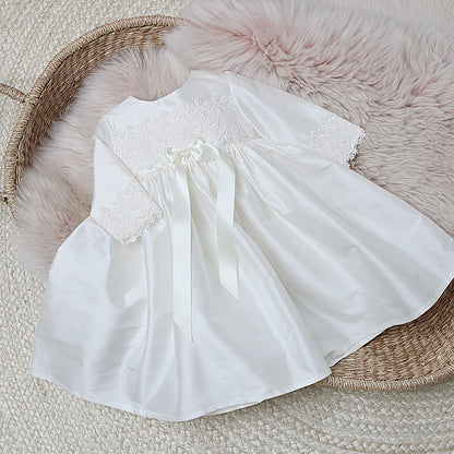 Lara silk and lace trimmed baby baptism dress